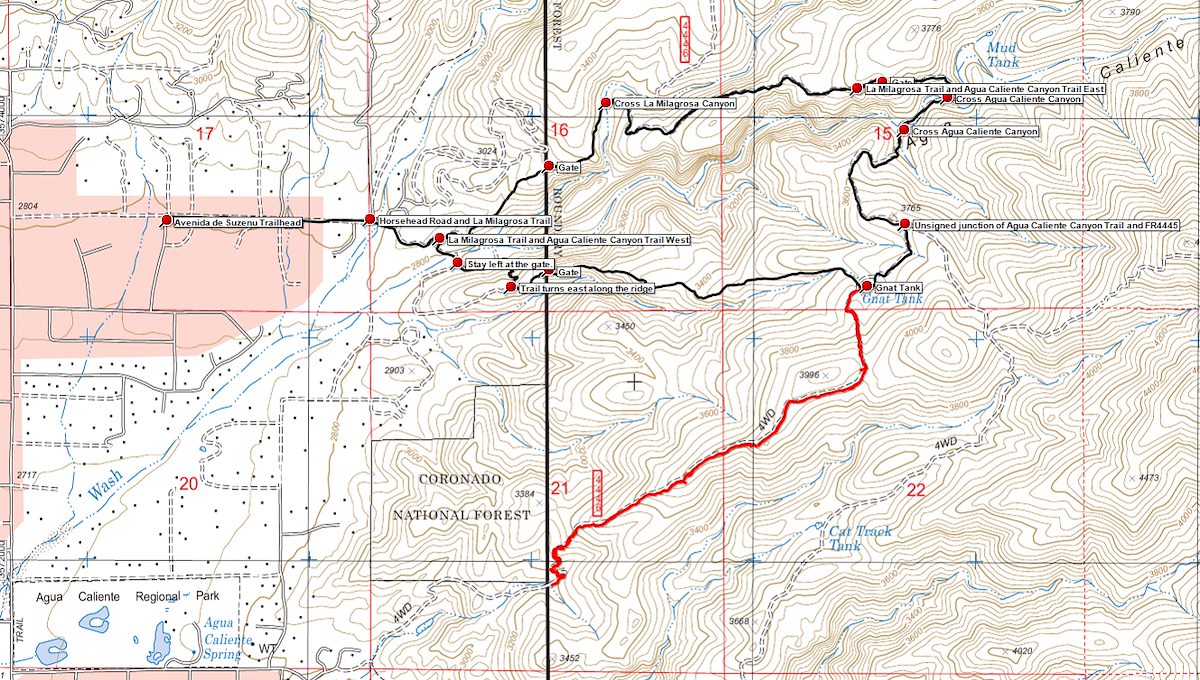 Map of FR4446 from Gnat Tank to the Private Land Boudary