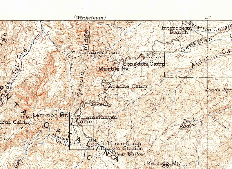 1904 Topo Map of the area North of Summerhaven
