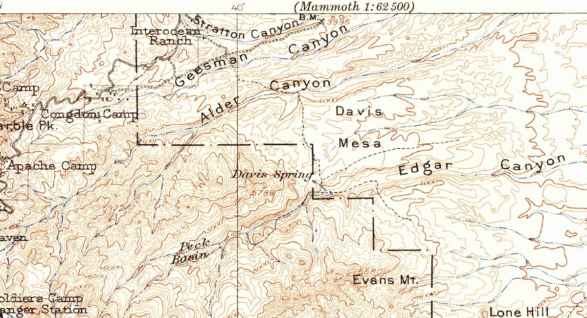 1904 USGS Map of the Alder Canyon - Davis Spring Area