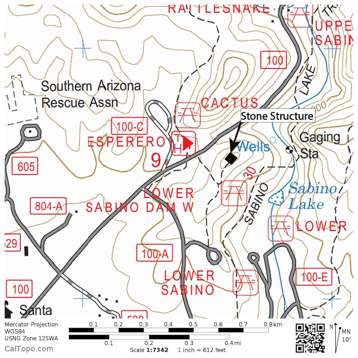 Sabino Canyon Stone Tank Location