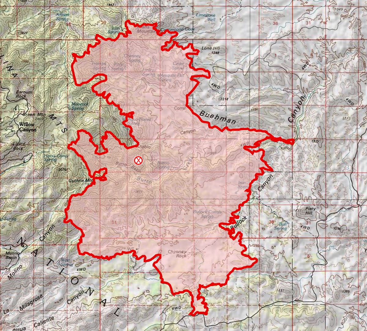 Burro Fire Map 2017-07-04 7:25