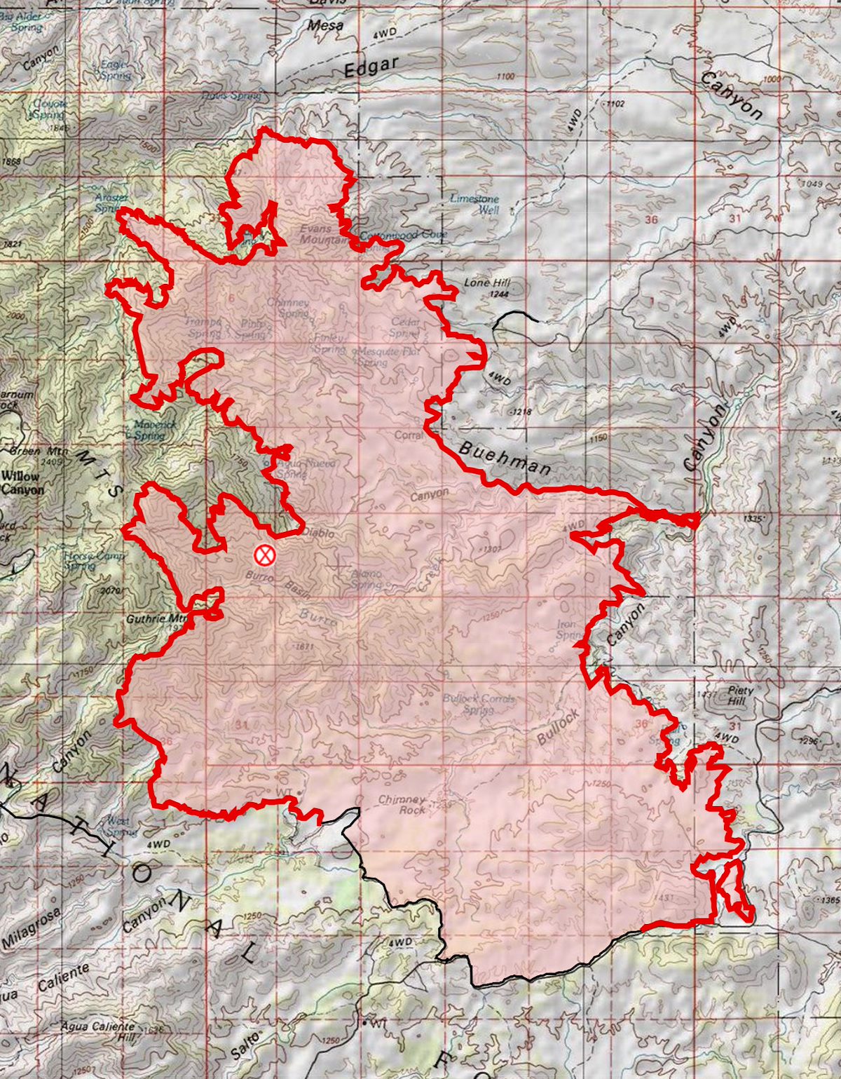 Burro Fire Map 2017-07-06 6:55