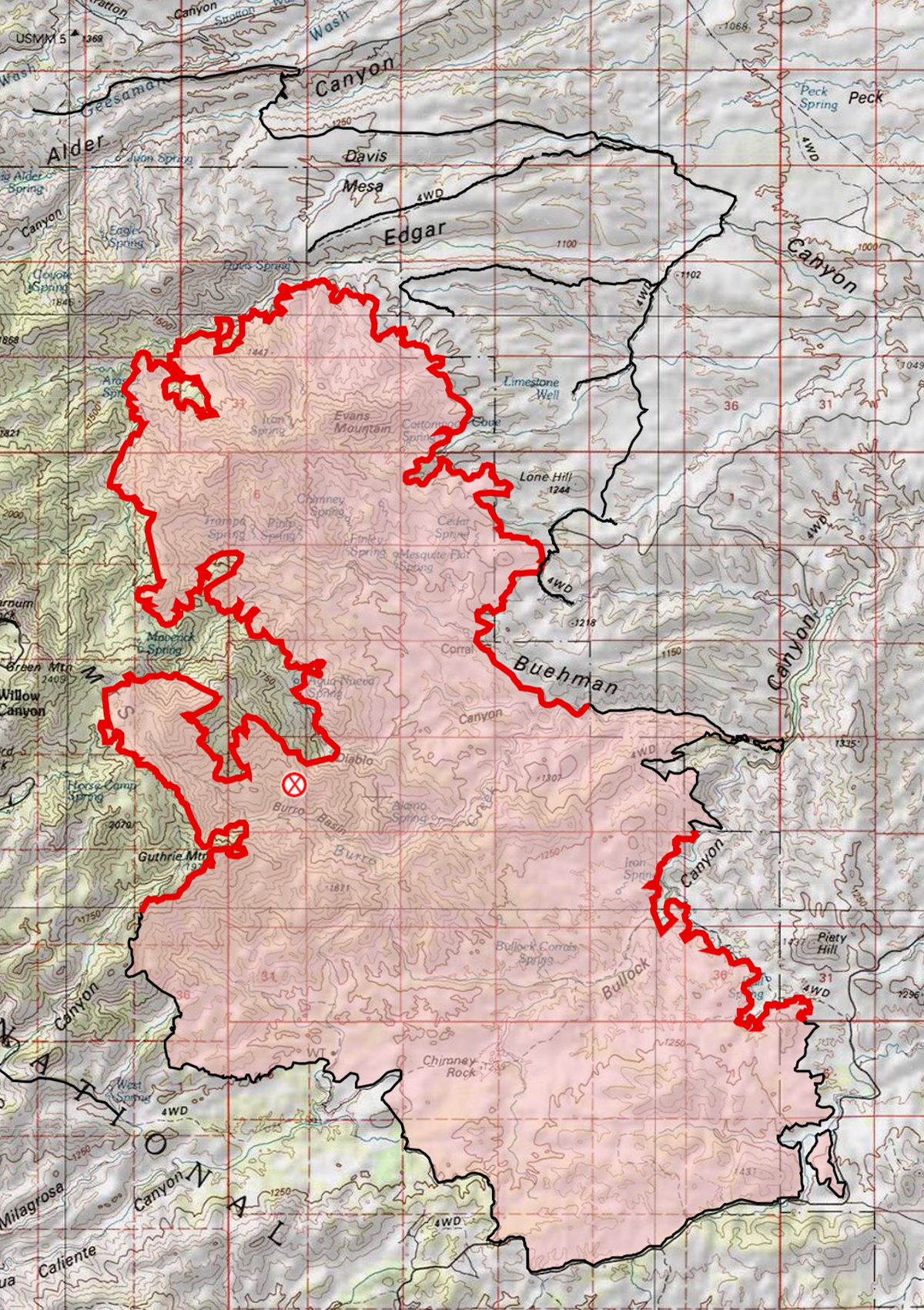 Burro Fire Map 2017-07-08 7:16