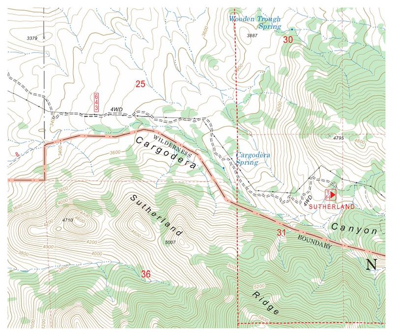 Cargodera Spring Area Topo Map