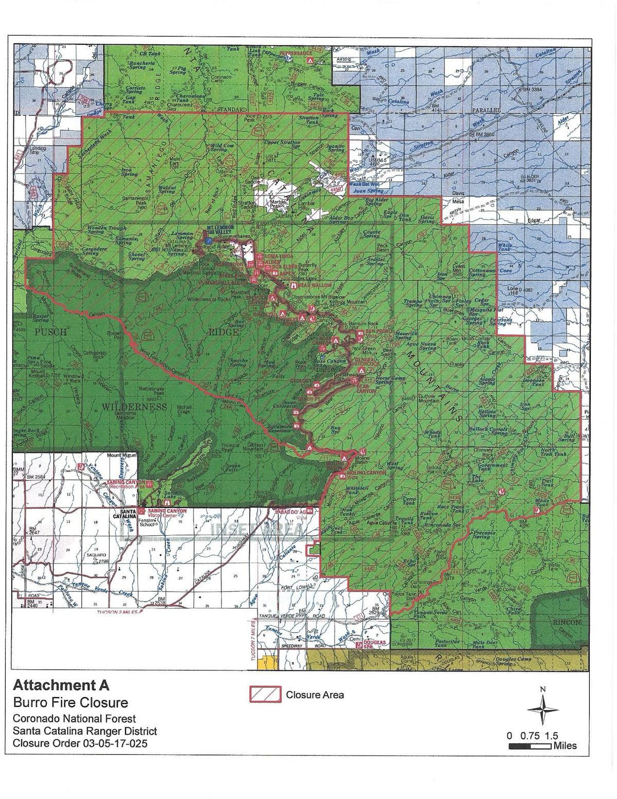 Map from the Burro Fire Closure Order 2017-7-3