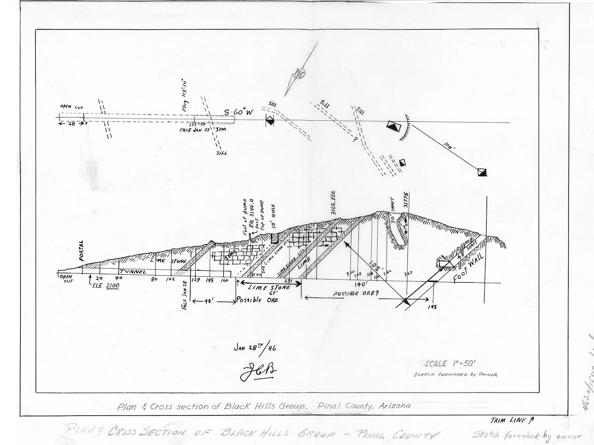 Plan and Cross Section of the Black Hills Mine Group