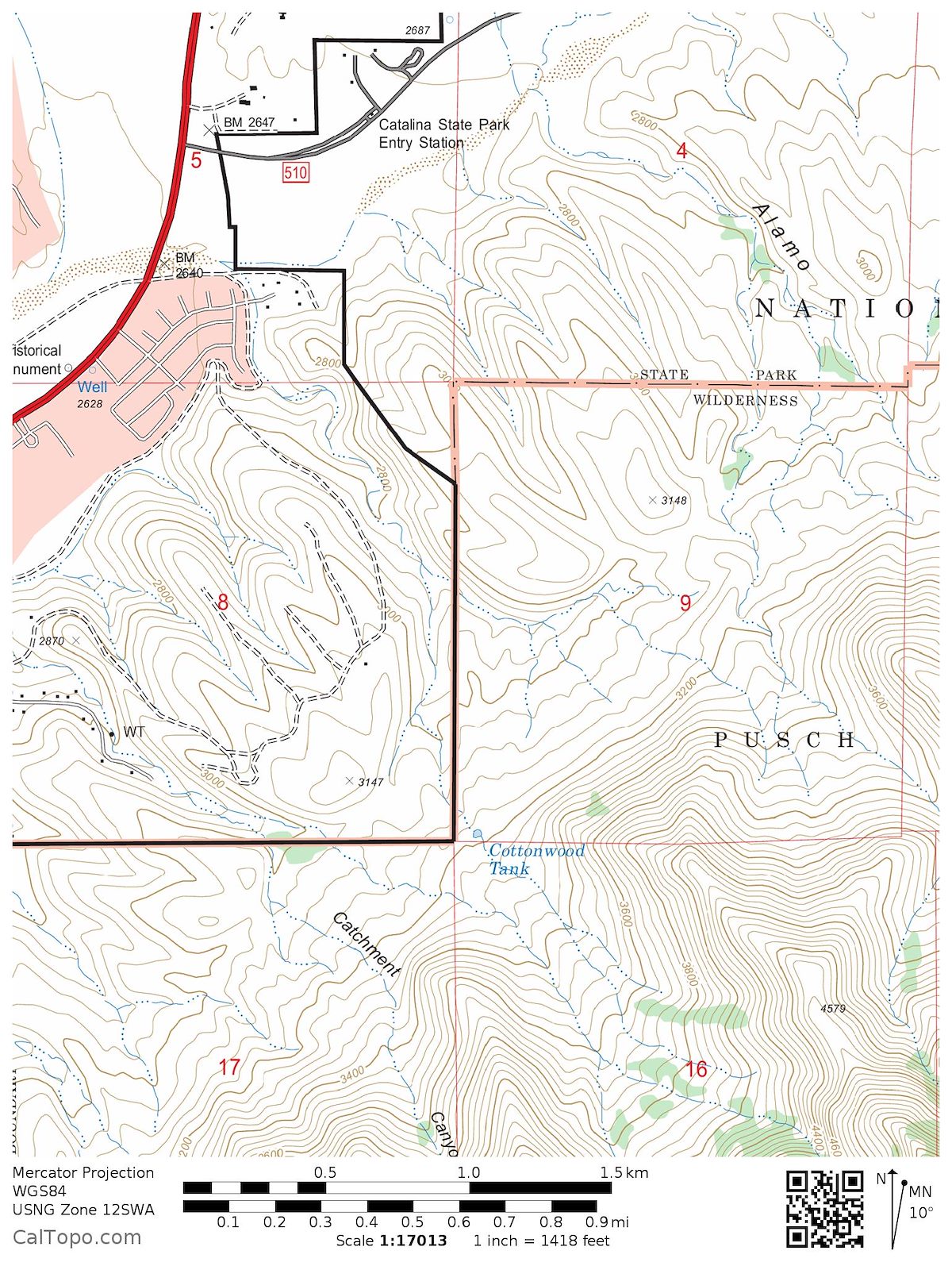 Cottonwood Tank Area Map