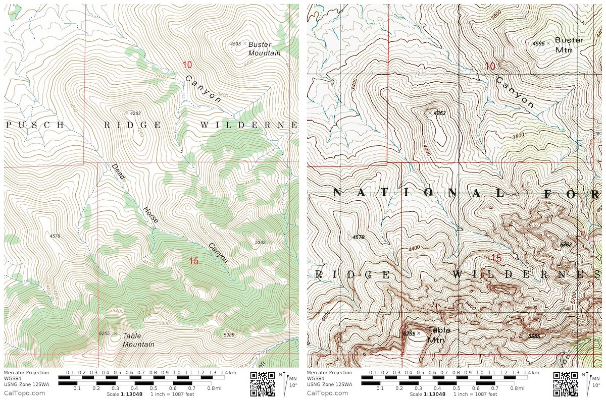 Dead Horse Canyon on FSTopo and USGS Maps