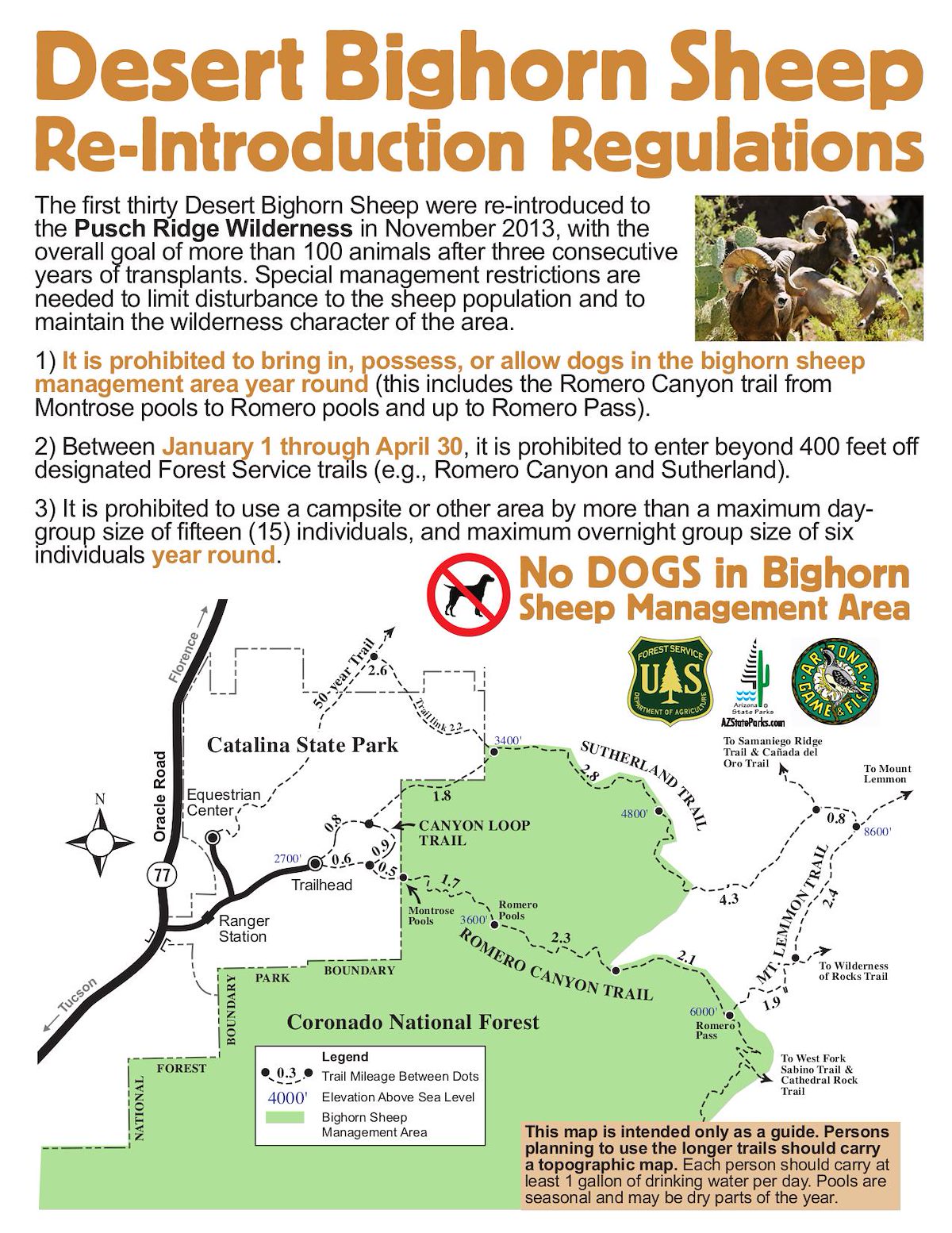 Catalina State Park Bighorn Sheep Re-Introduction Regulations Cover Page
