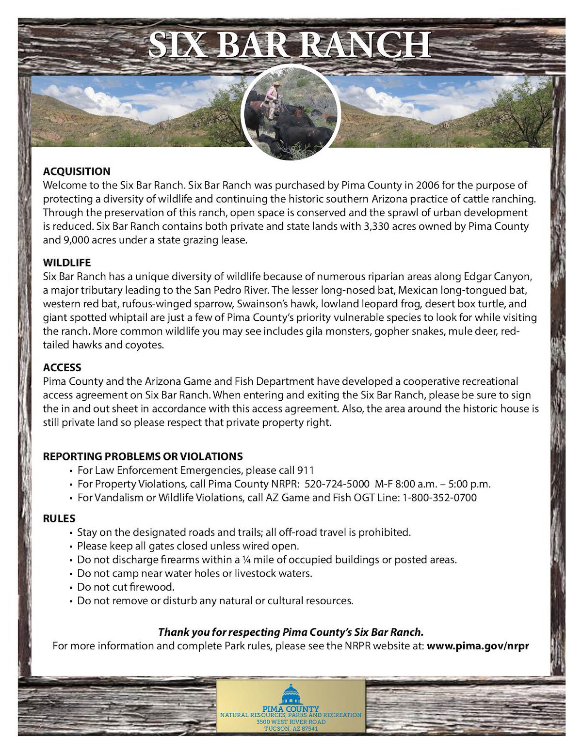 Six Bar Ranch Access Map Details Page