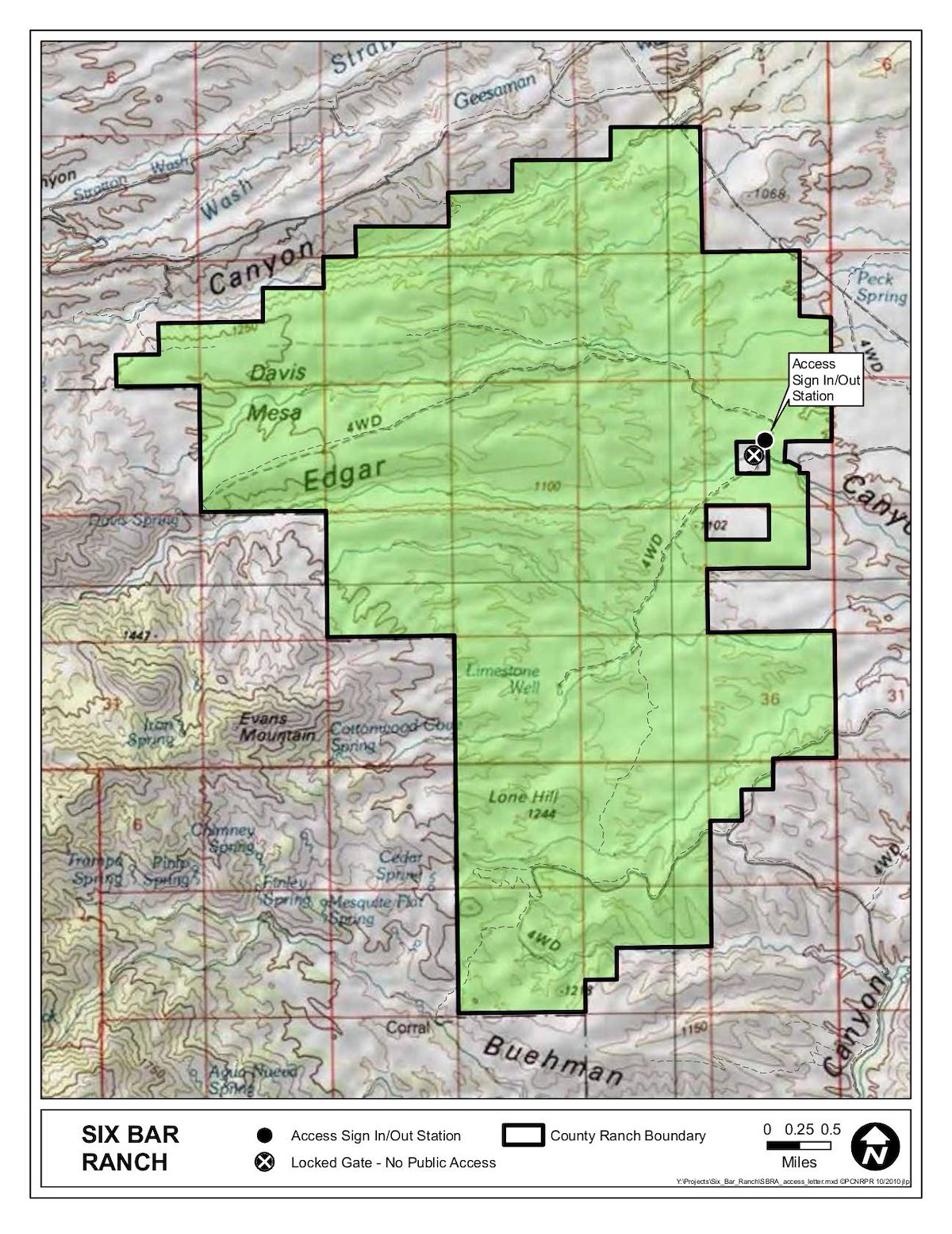 Six Bar Ranch Access Map