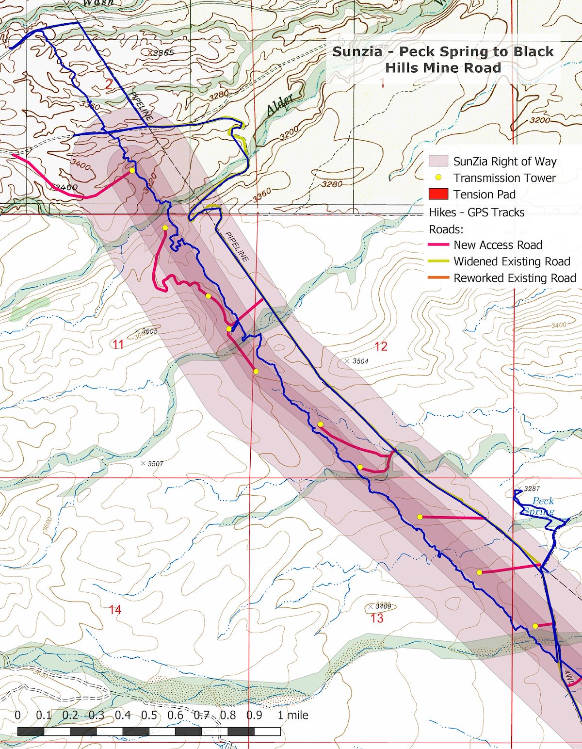 SunZia Map - Peck Spring to Black Hills Mine Road