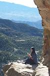 2002 February Mindi on a Ledge in the Catalinas