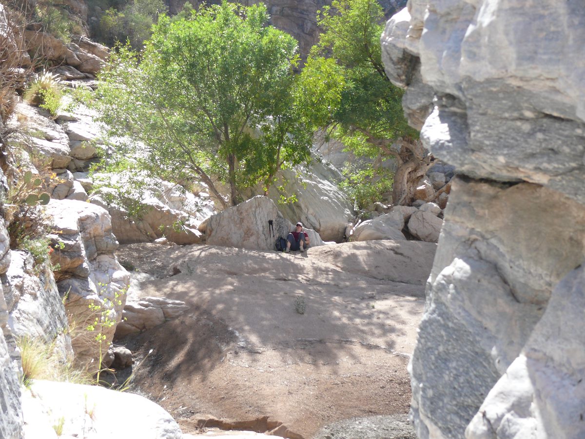 2007 October Alison relaxing in Agua Caliente Canyon