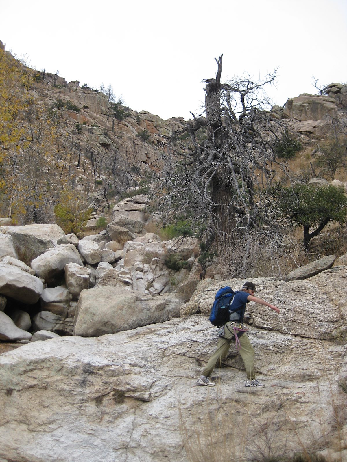 2008 December Jason Scrambling Down Canyon