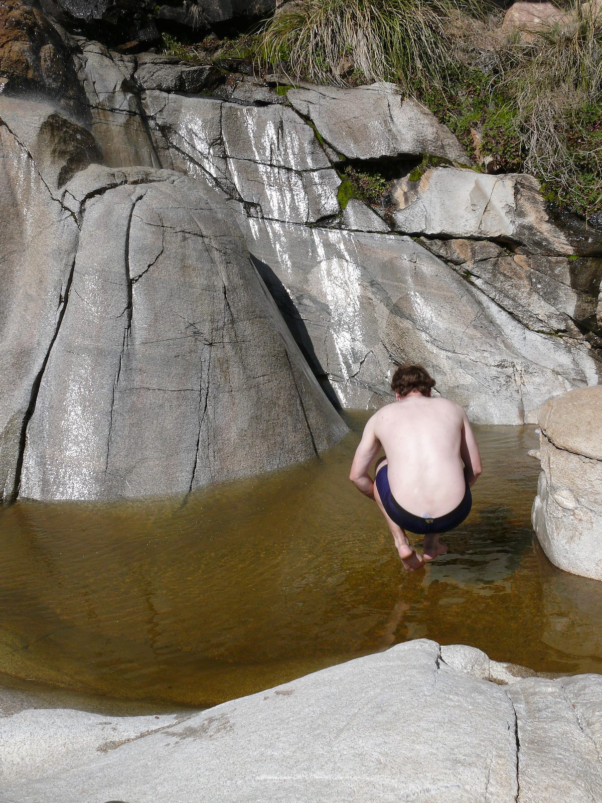 2008 March Molino Area Charles going into a small pool