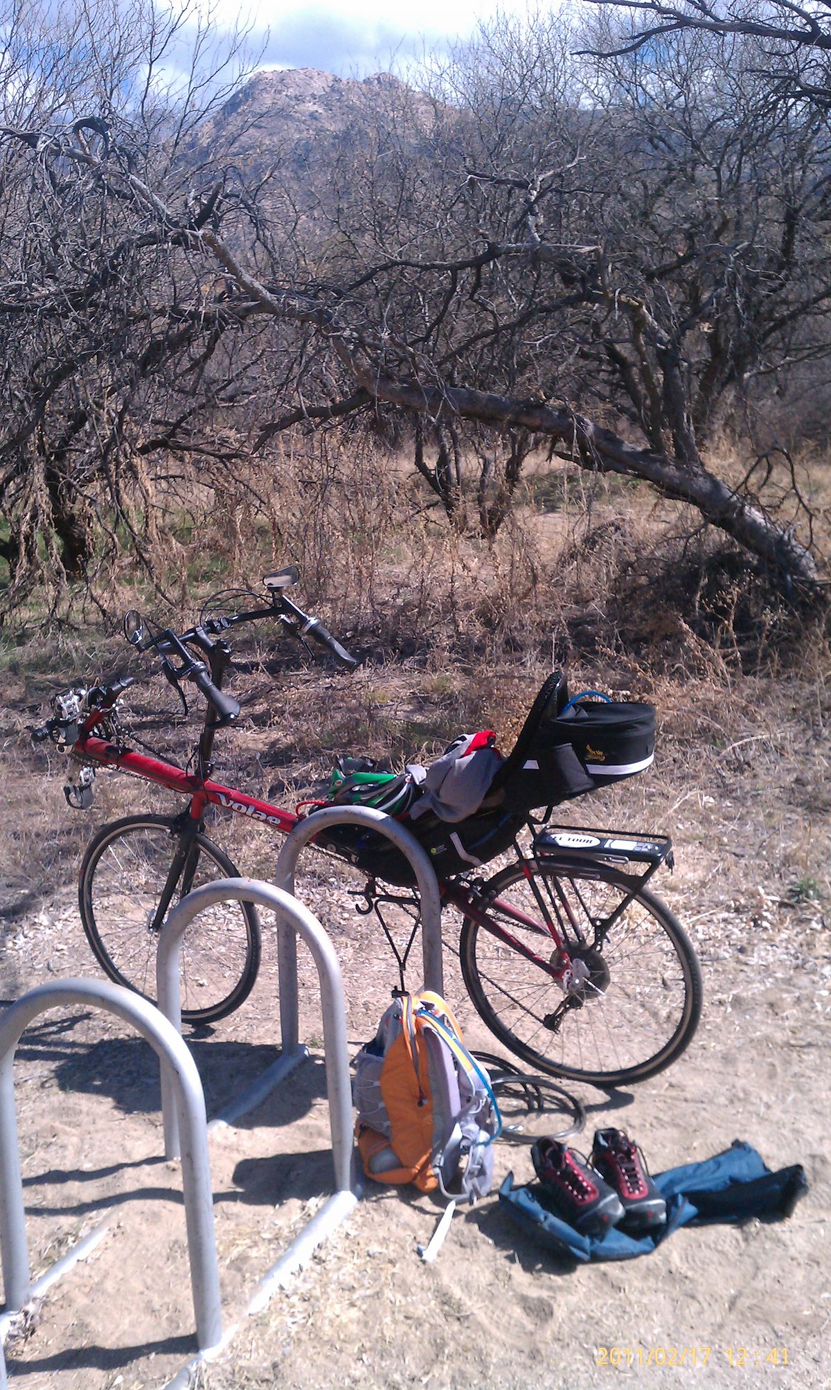 2011 February Getting ready to run in Catalina State Park