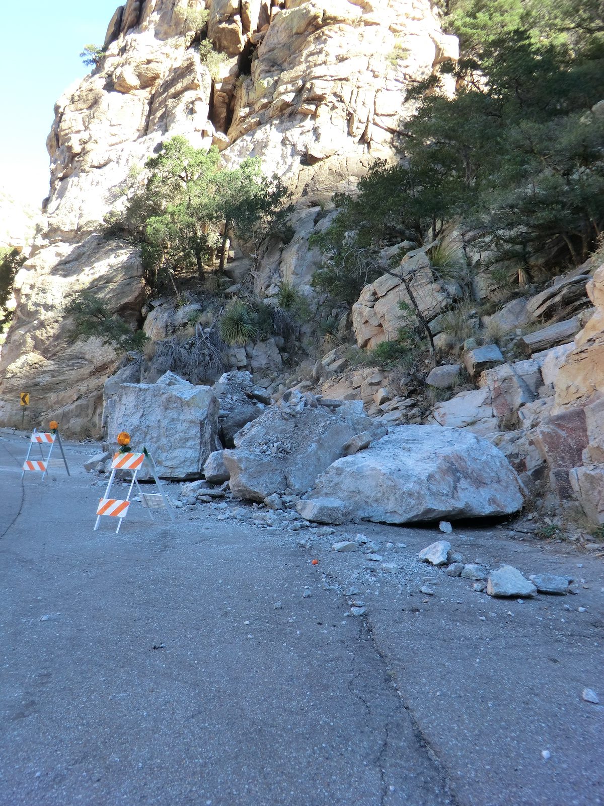 2012 December Rockfall on the side of the General Hitchcock Highway