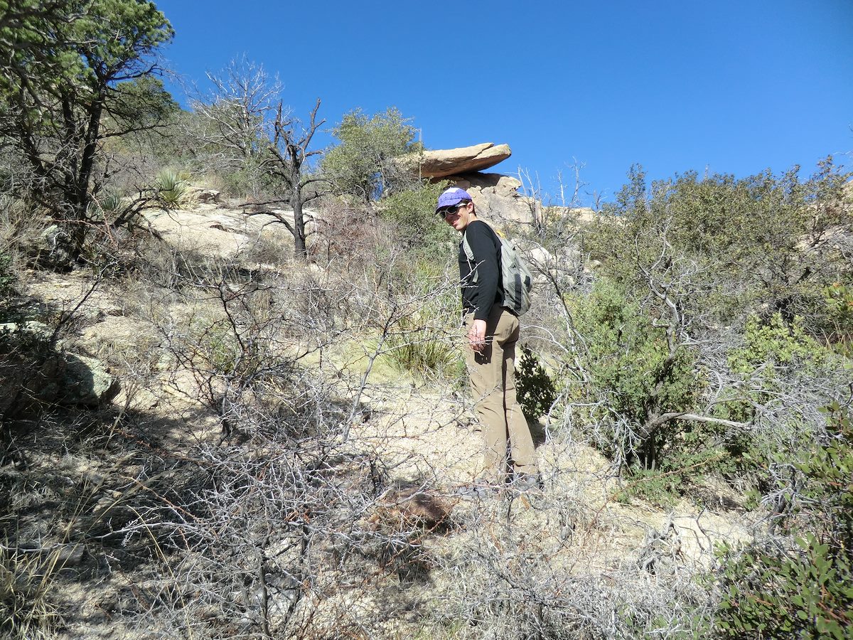 2012 March Aaron on the hillside below Airmen Peak