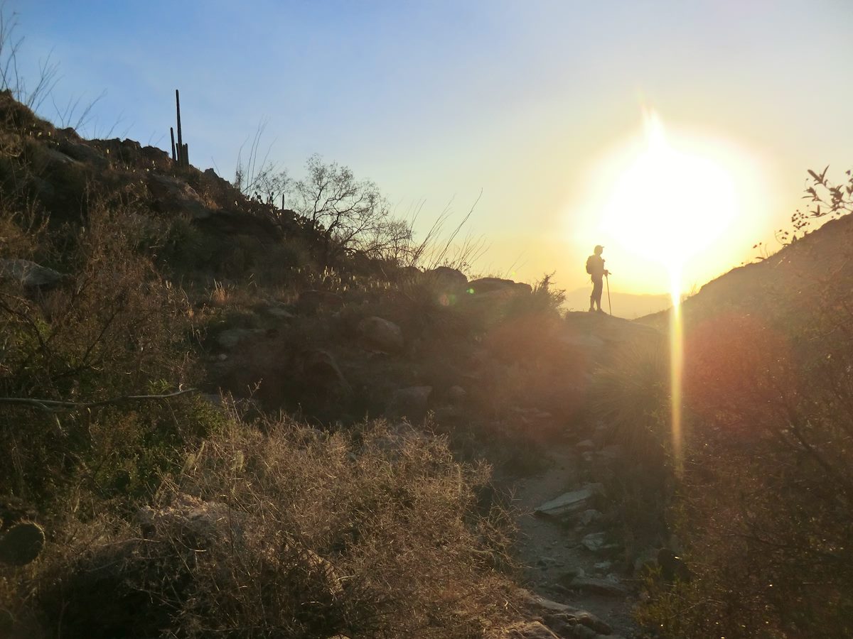 2012 March Alison in the sun along the Pontatoc Canyon Trail