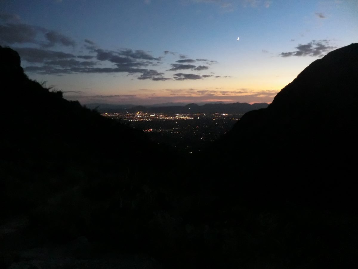 2012 September Looking Down Finger Rock Canyon to the City Lights
