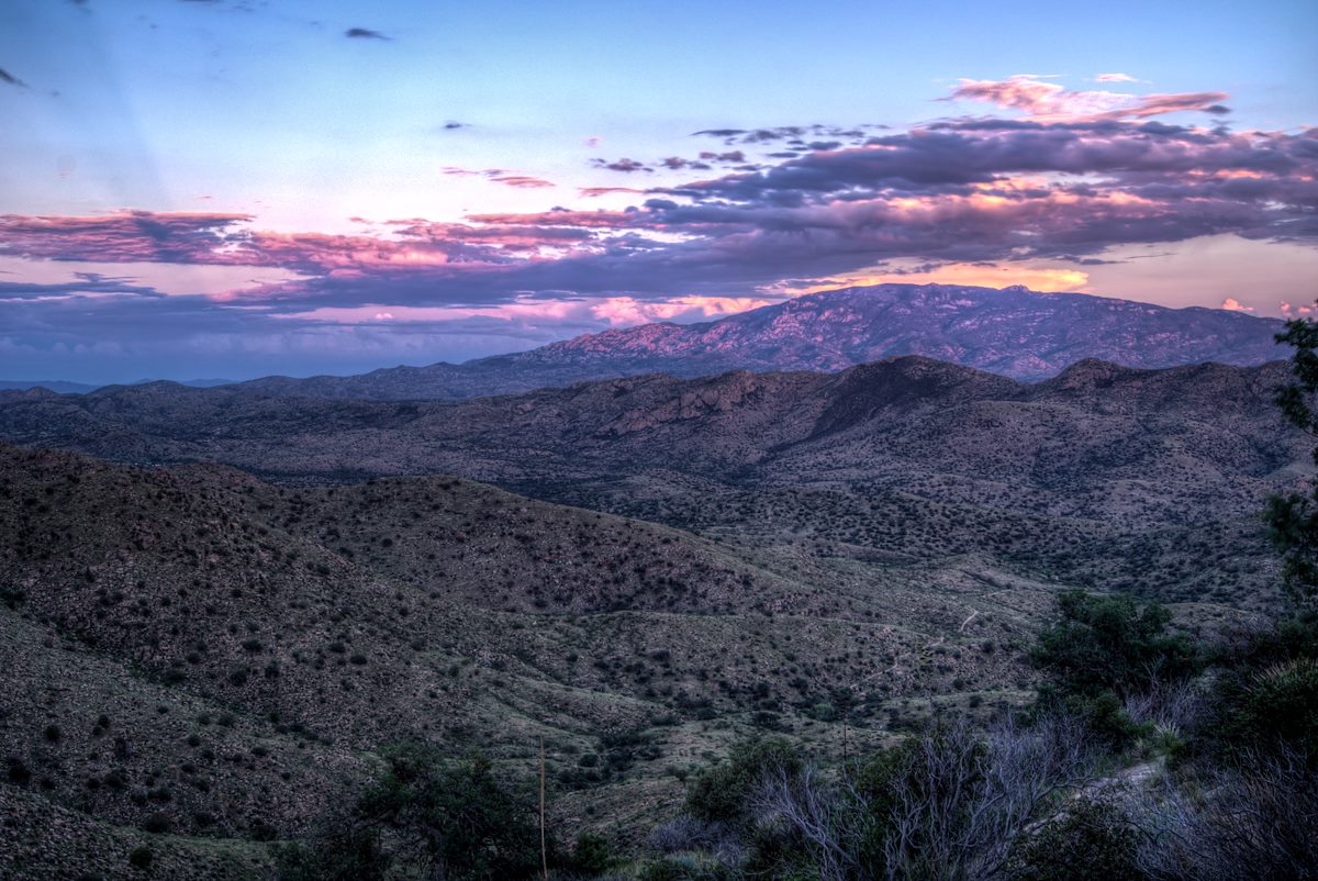 2013 August Last Light on the Rincons from the Bellota Trail