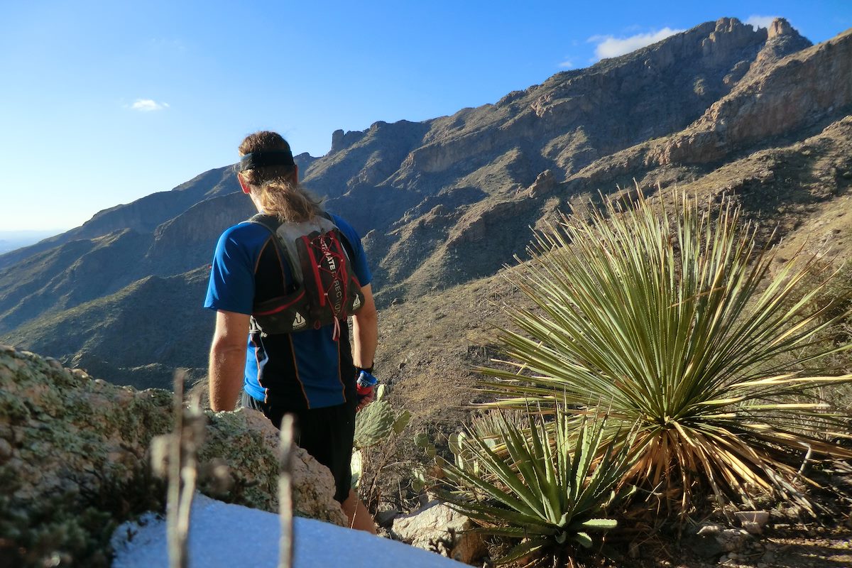 2013 February Hiking down from the End of Trail sign on the Pontatoc Ridg