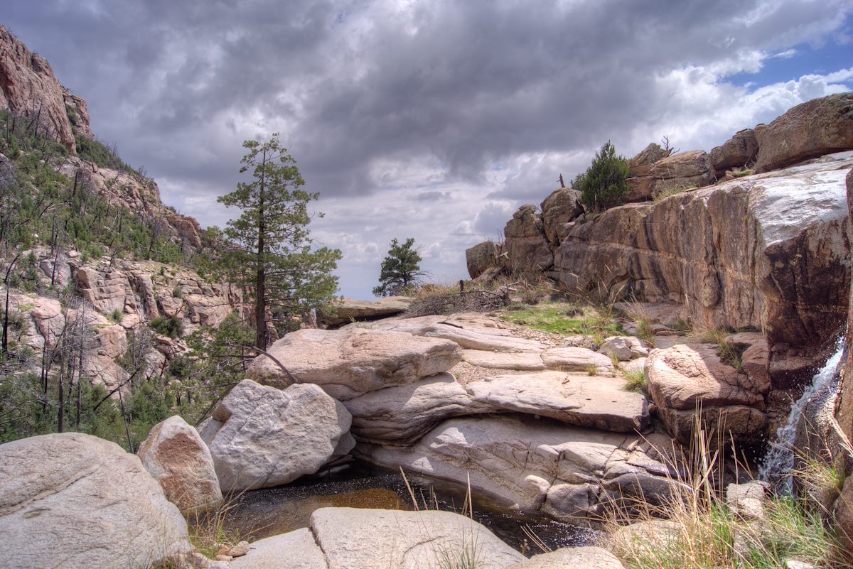2013 July Pine Canyon - Cliffs above the USGS Falls - top