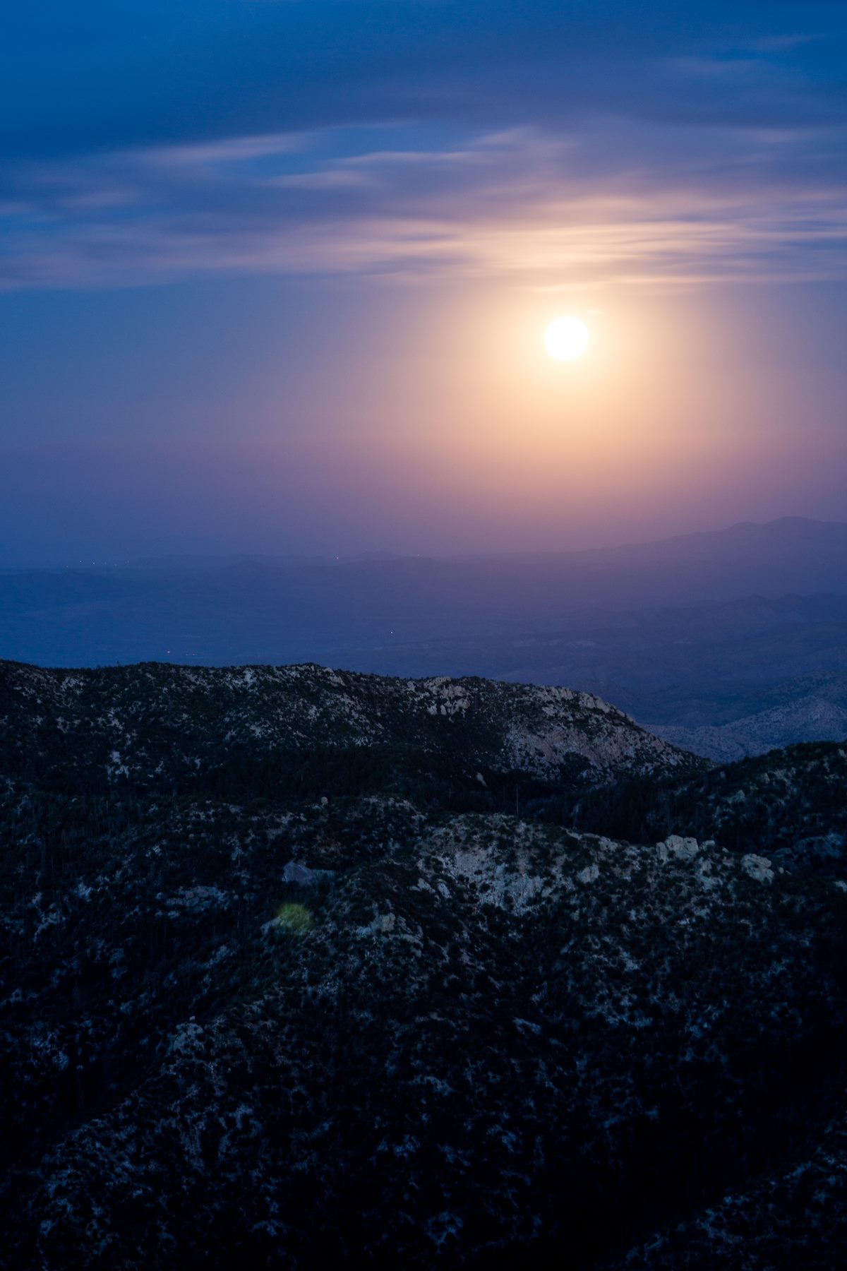 2013 June Moon over the Santa Catalina Mountains from Lizard Rock 1