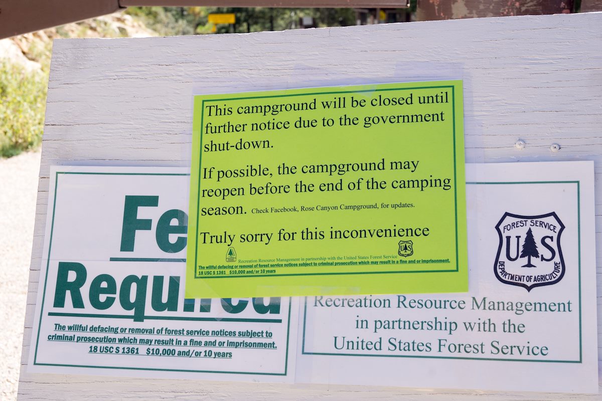 2013 October Spencer Campground Closed