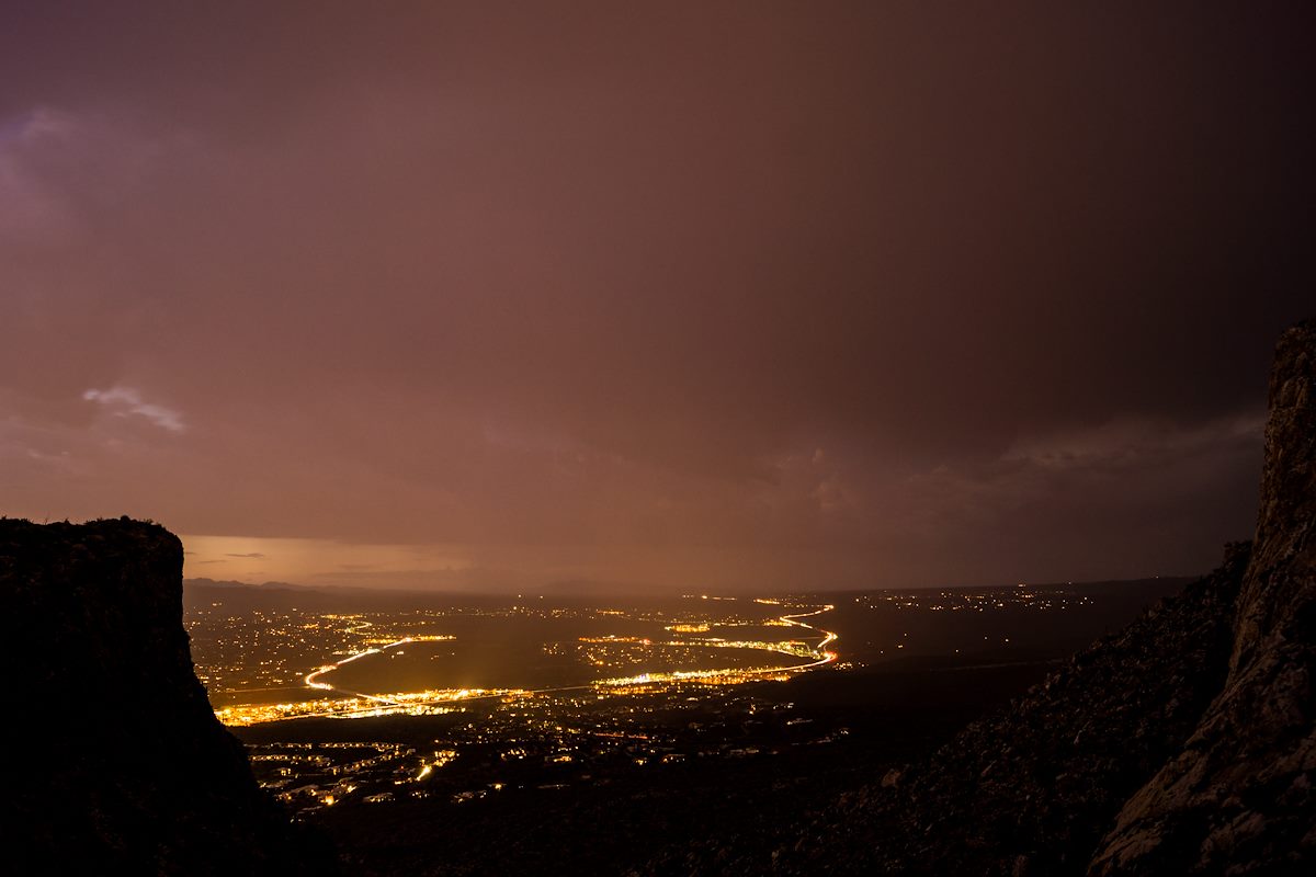 2014 August Night and Storm coming down from the 1st overlook on the Pusch Peak Trail