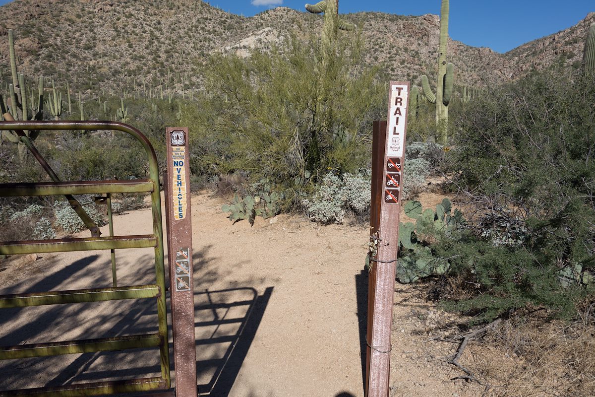2014 December Gate and Signs at the Agua Caliente Hill South Trailhead