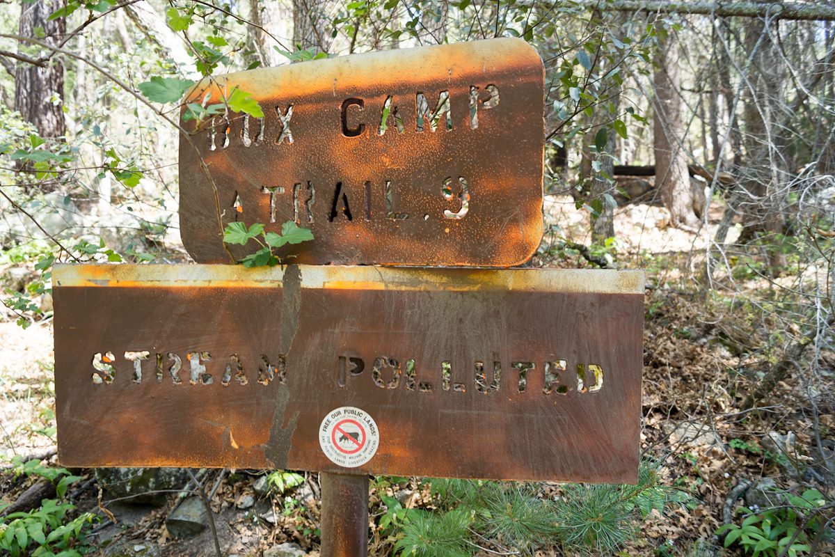 2014 May Close up of the Box Camp sign near Sabino Canyon