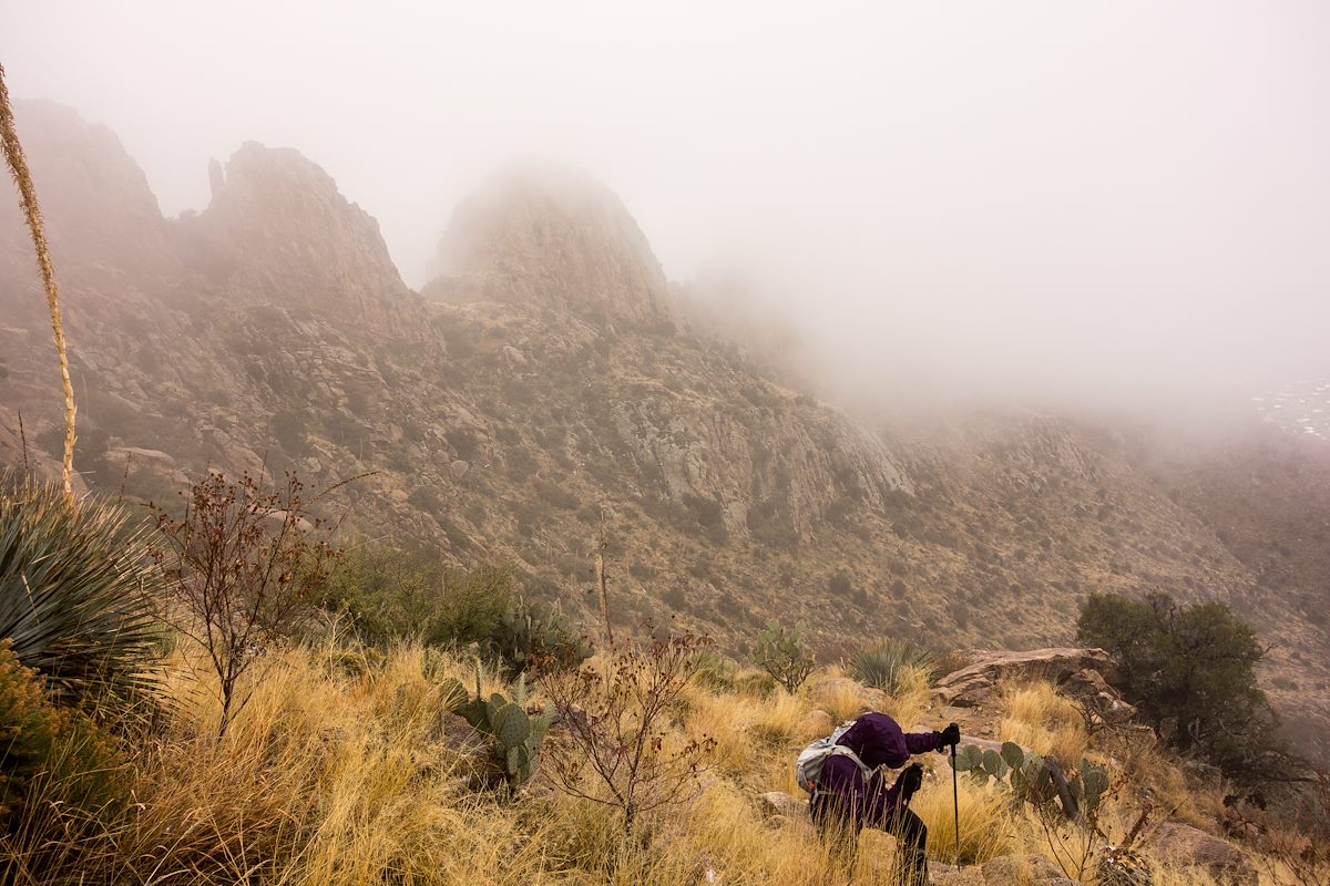 2015 December Hiking up the Pusch Peak Route in Storm