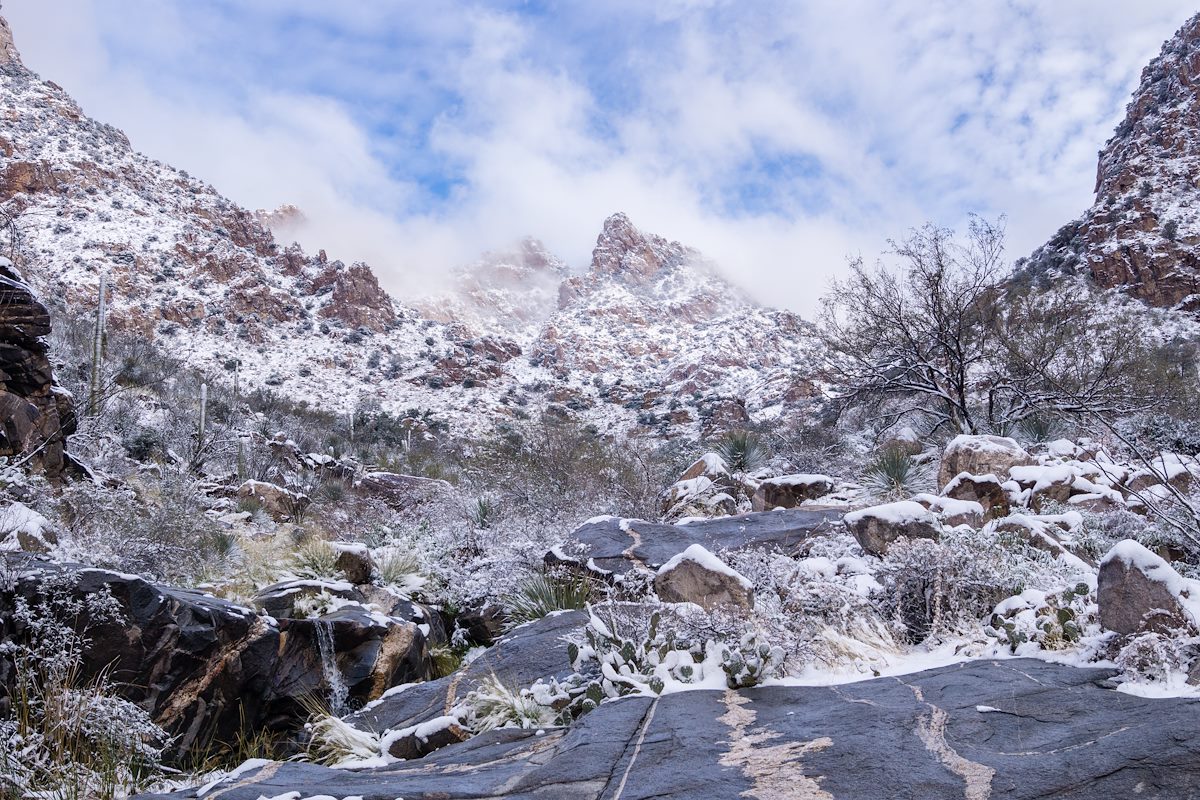 2015 January Rock and Snow in Pima Canyon