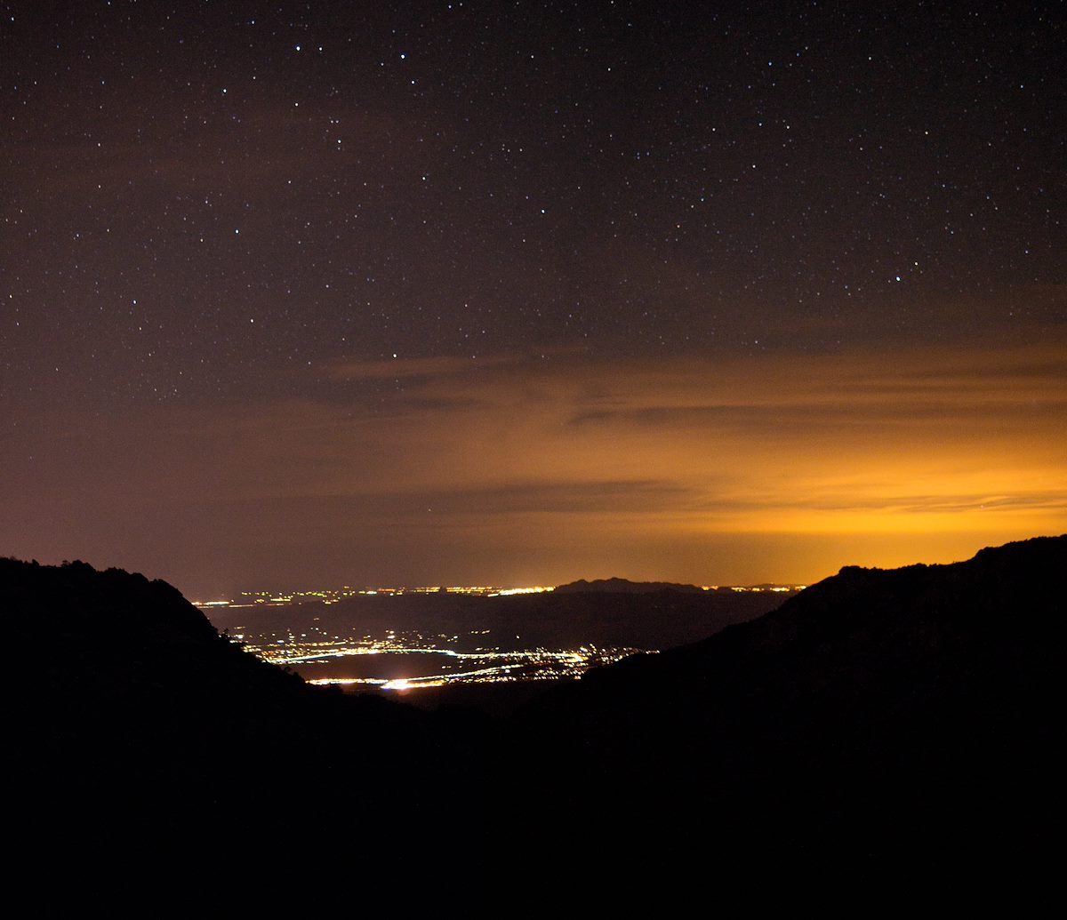 2015 March Looking down from near Romero Pass - Night