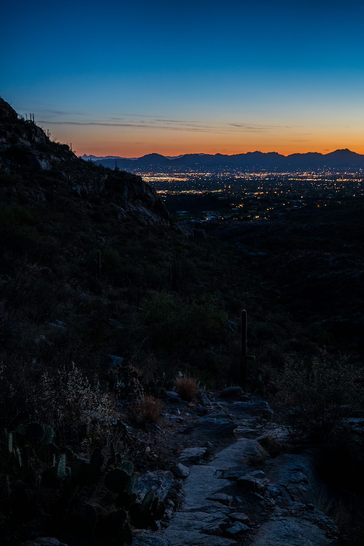 2016 April Descending from Pontatoc Ridge after Sunset