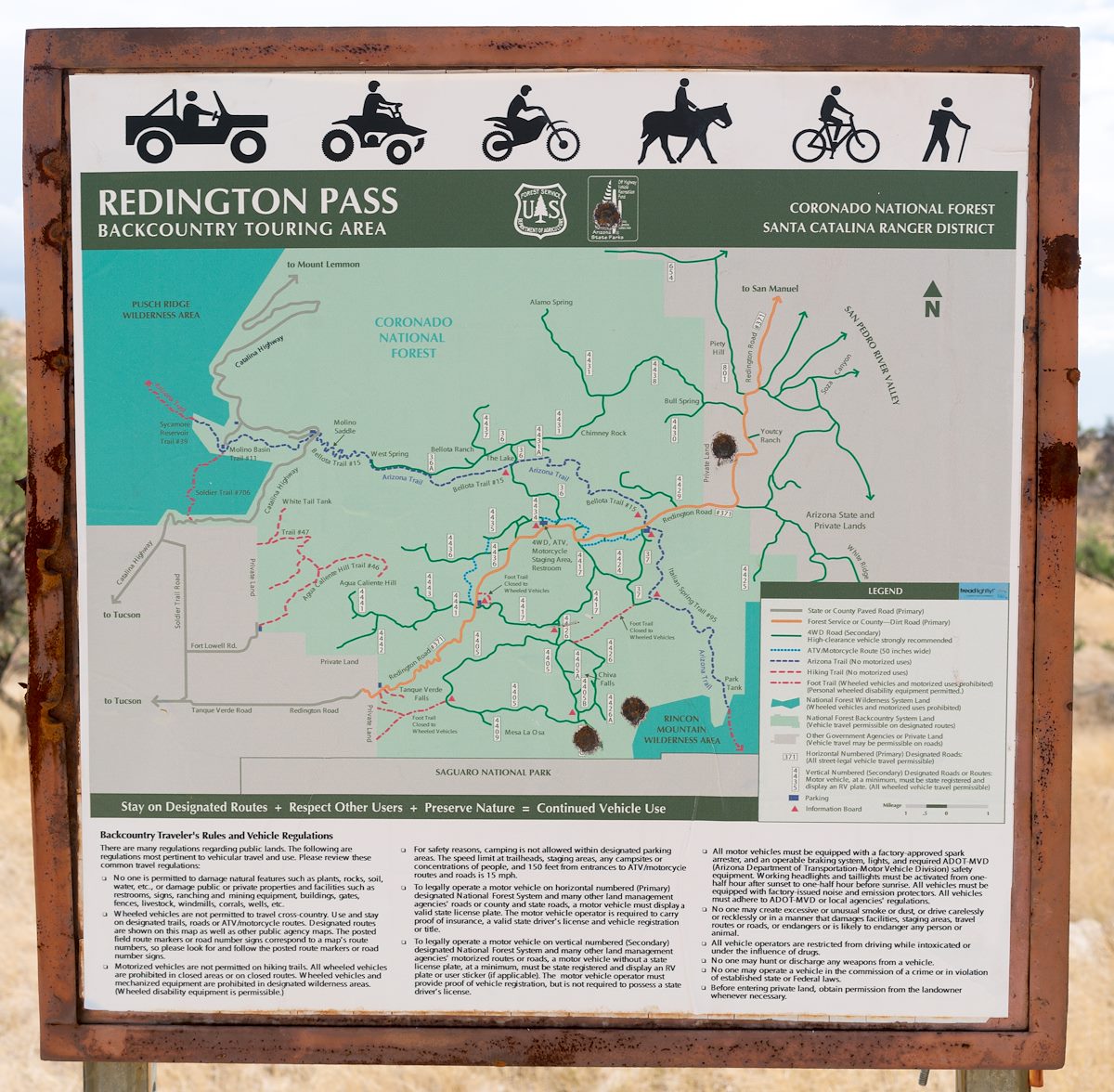 2016 June Redington Pass Backcountry Touring Area Map Sign