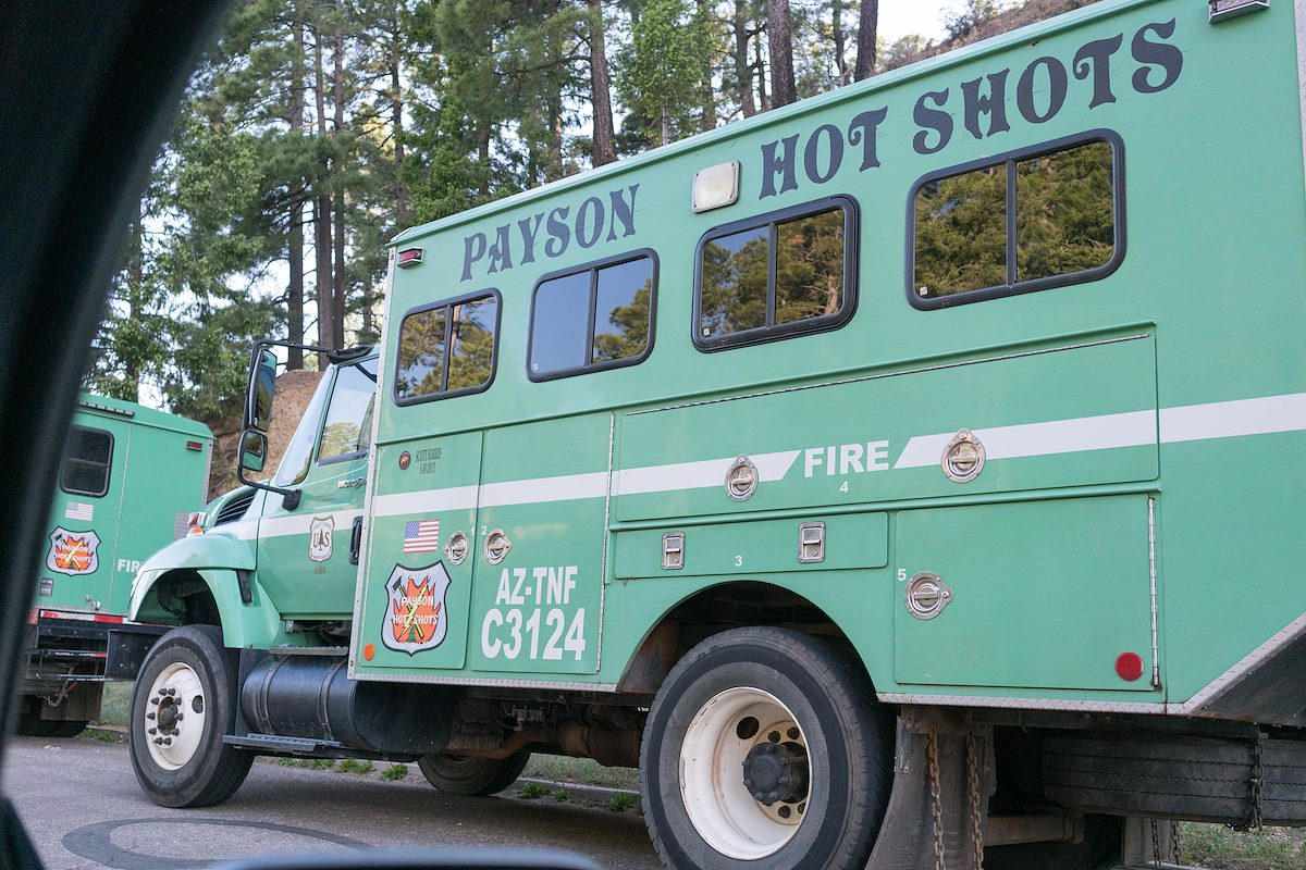 2016 May Payson Hot Shots Vehicle at the Box Camp Trailhead for the Montrose Fire