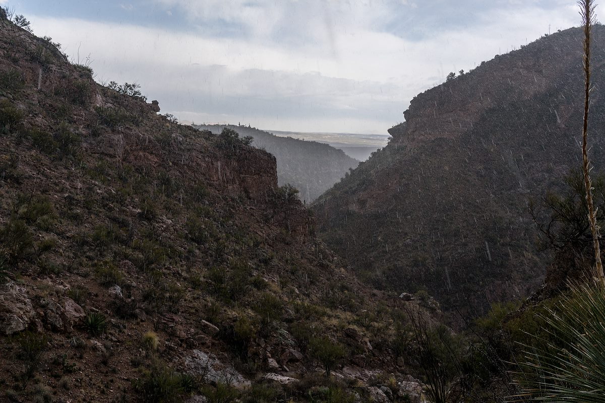 2017 February Climbing out of Buehman Canyon in the Rain