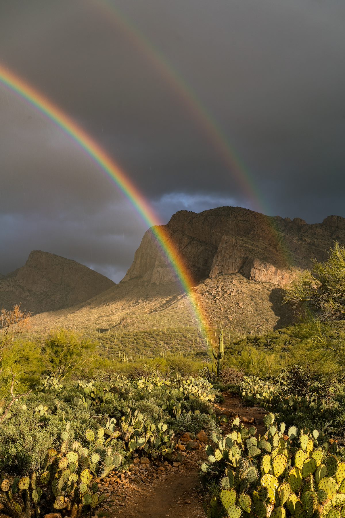 2017 February Double Rainbow in Font of Pusch Peak 01