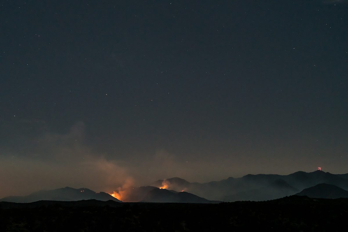 2017 July Burro Fire and the Mount Bigelow lights