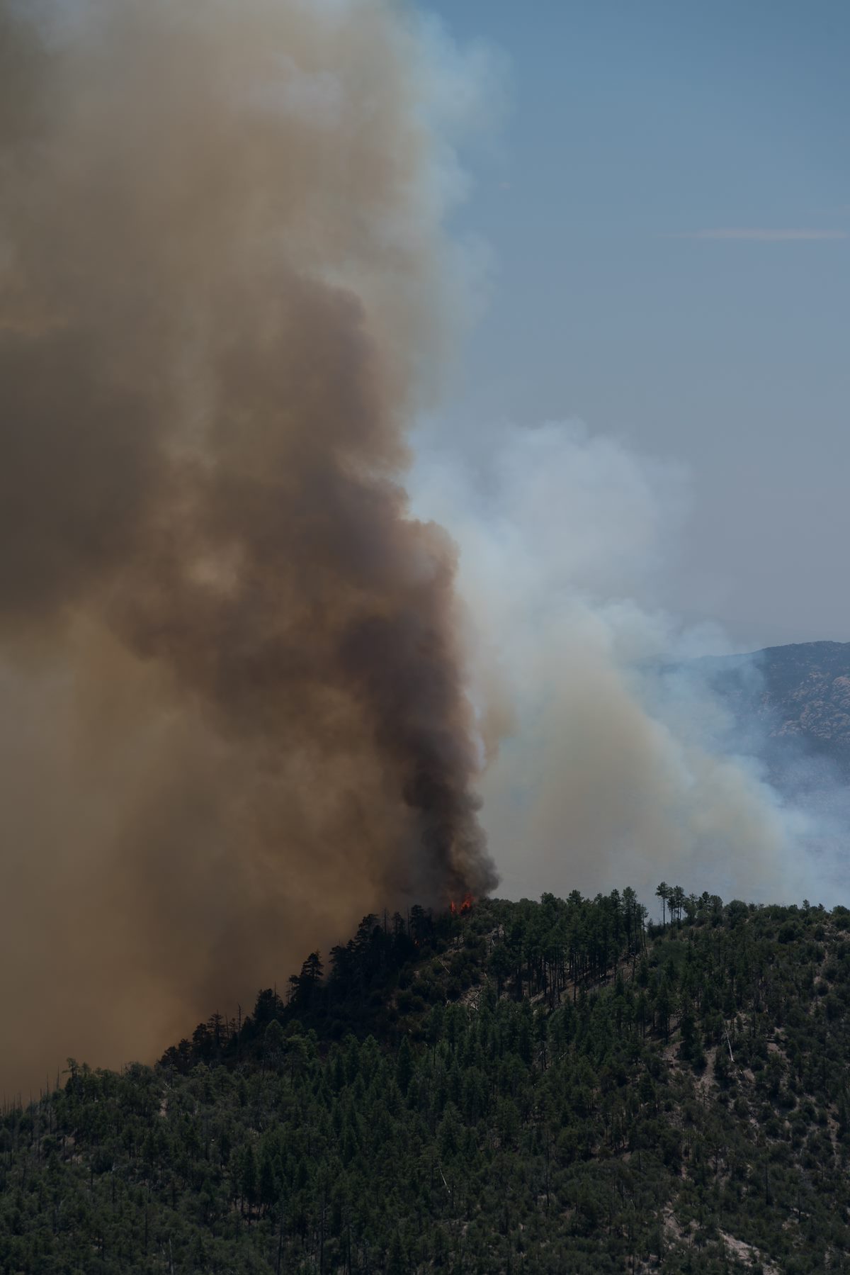 2017 July Burro Fire Flames from below Green Mountain