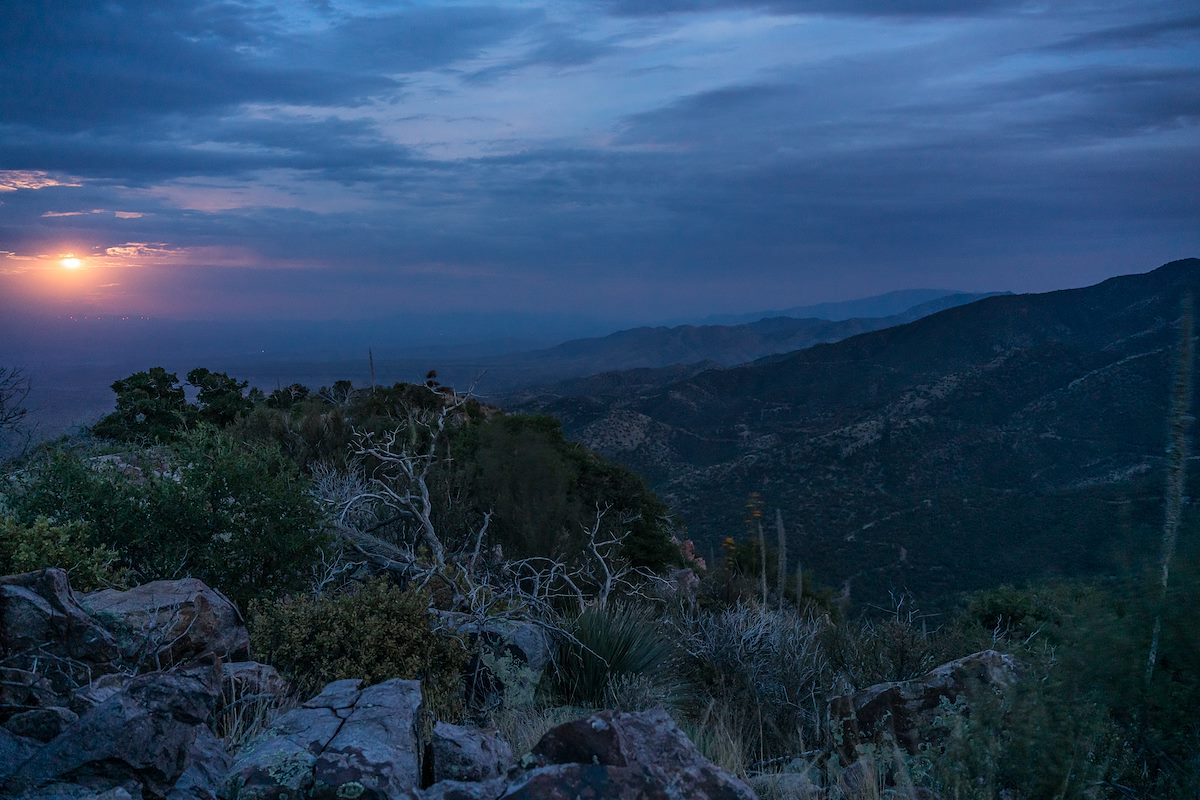 2017 July Moon over the San Pedro Valley from Apache Peak