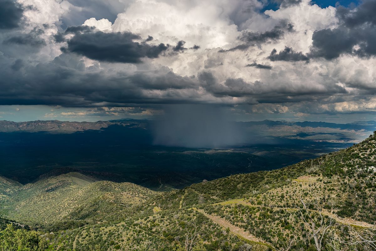 2018 August Storm over the San Pedro River Valley and roads on the backside of Marble Peak