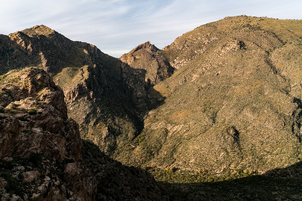 2018 December Looking across Pima Canyon towards The Cleaver from near Rosewood Point