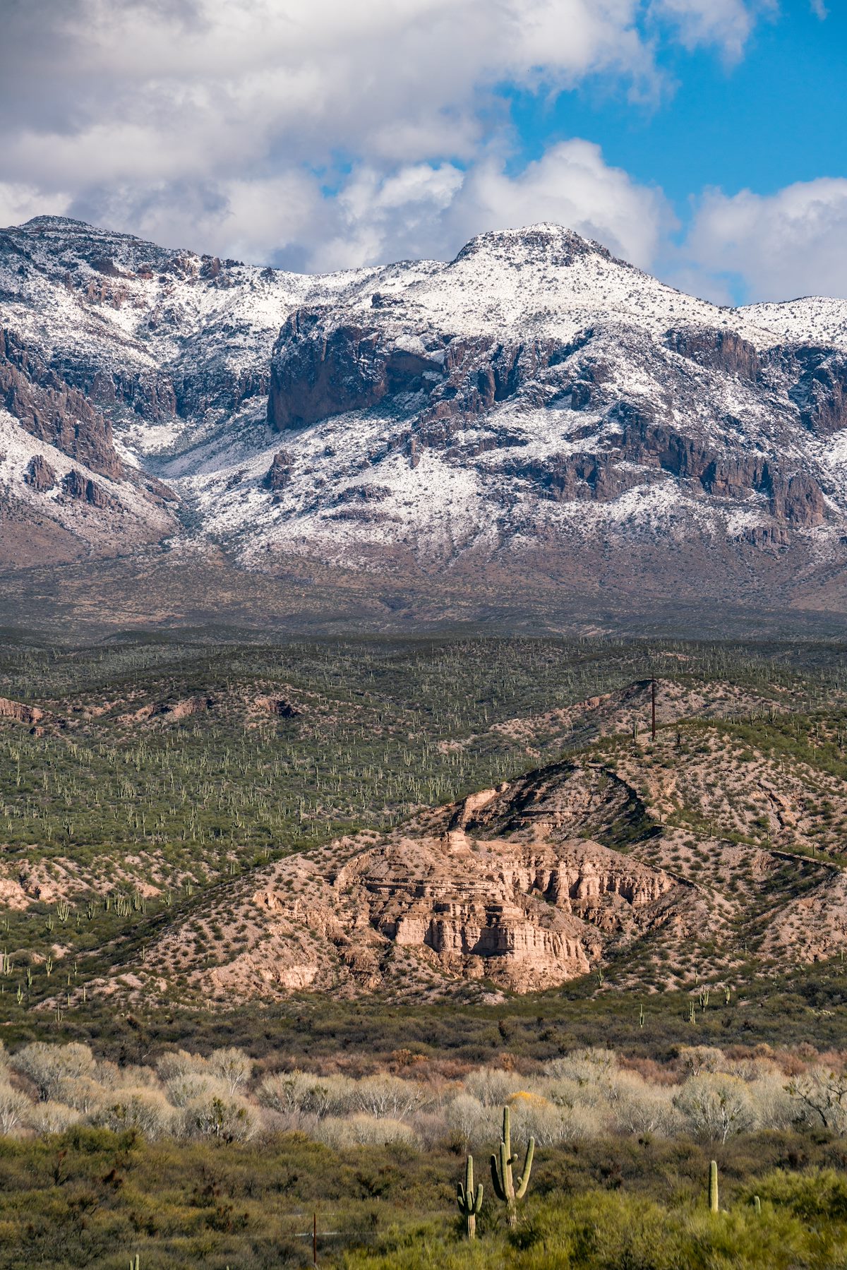 2018 December Snow on the Galiuro Mountains from Redington Road down to the San Pedro