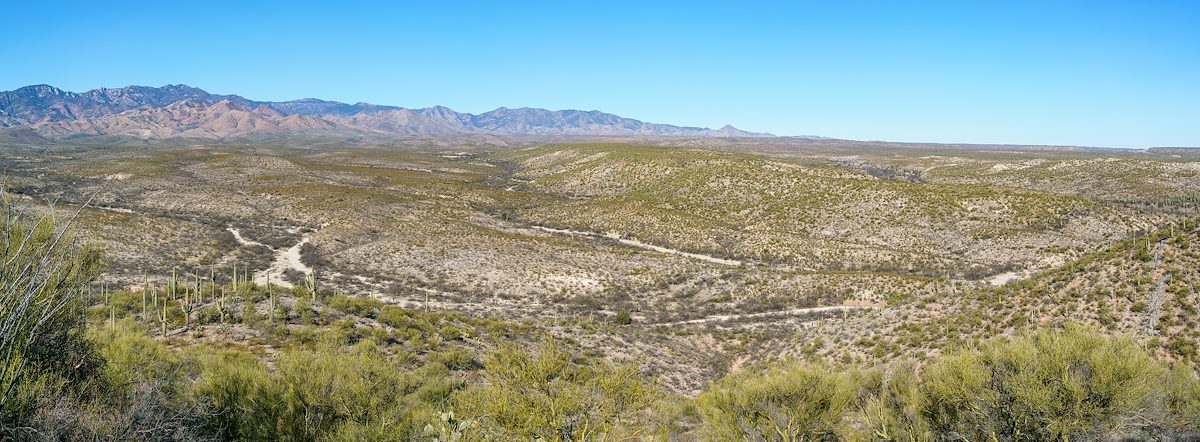 2018 February Looking down on Edgar Canyon and the Nearby Washes from just below Point 3443