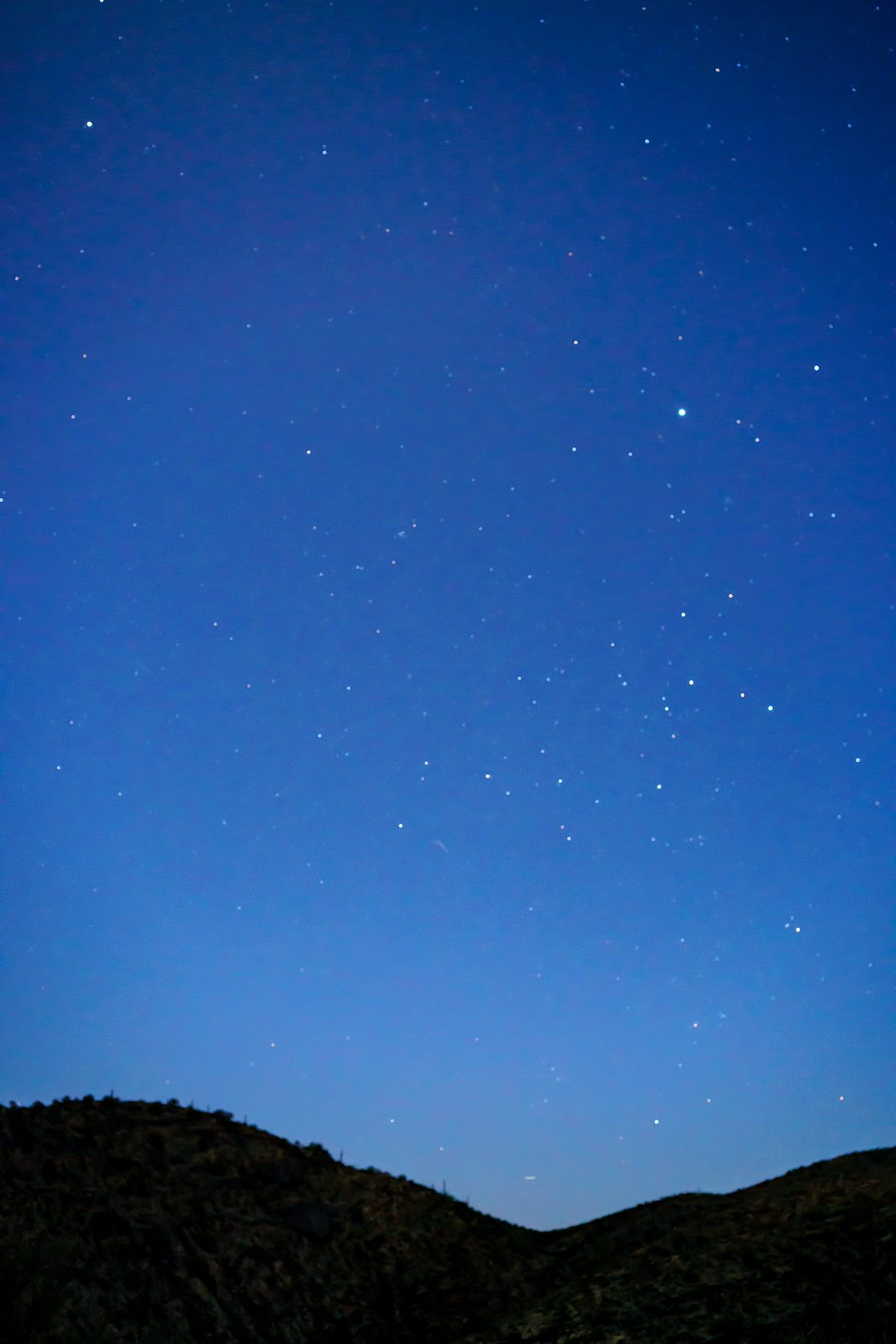 2018 February Looking South across Buehman Canyon along the Sunzia Route with the first Stars of the Evening