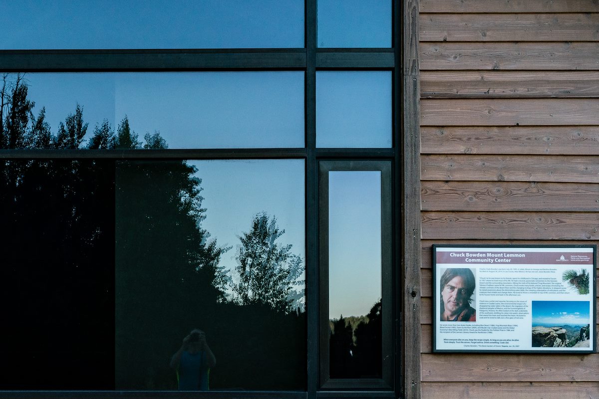 2018 June Chuck Bowden Mount Lemmon Community Center Sign and Window